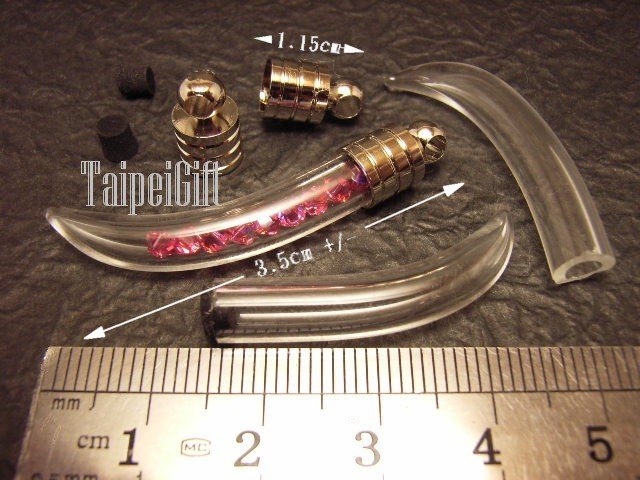 1 Fang Tooth Ivory Bottle Vial Charm Pendant DIY Personalized NAME ON RICE bead Message Crystal