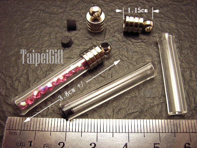 1 Rod Stick Pillar Bottle Vial Charm Pendant DIY Personalized NAME ON RICE bead Message Crystal