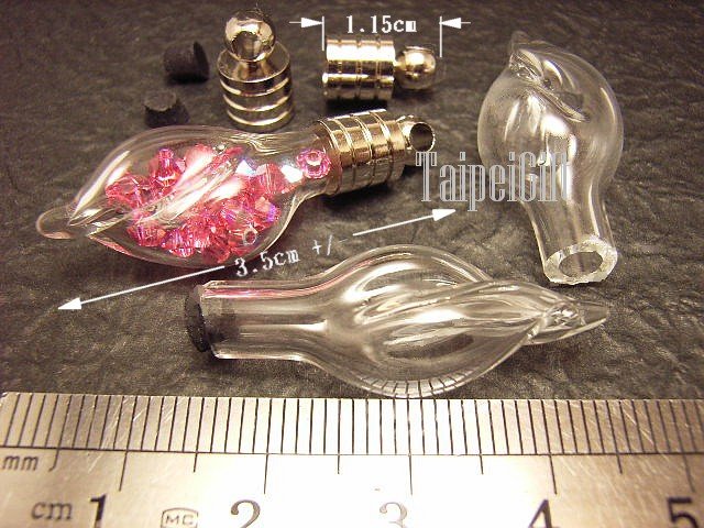 1 Shell Bottle Vial Charm Pendant DIY Personalized NAME ON RICE bead Message Crystal