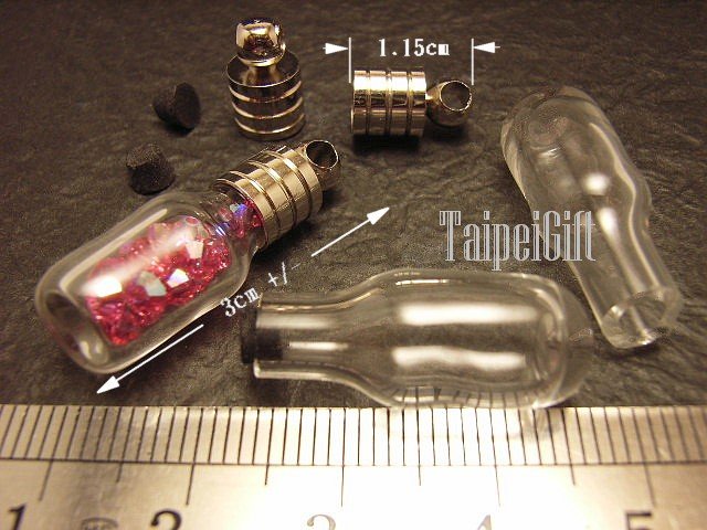 1 Beer Glass Bottle Vial Charm Pendant DIY Personalized NAME ON RICE bead Message Crystal Liquid