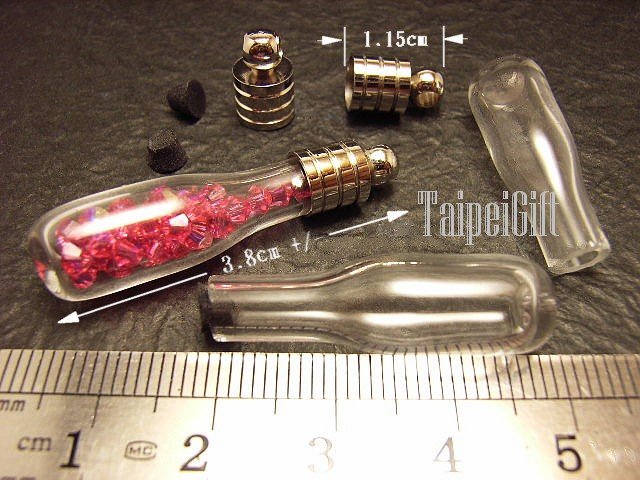 1 wine Mini Bottle Vial Charm Pendant DIY NAME ON RICE bead Message Crystal Liquid sand Flake