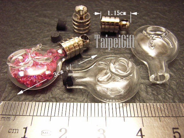 1 Taurus Mini Bottle Vial Charm Pendant DIY NAME ON RICE bead Message Crystal Liquid sand Flake