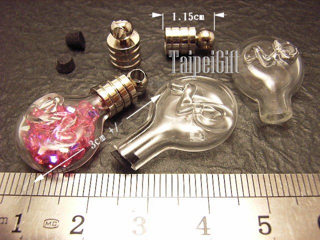 1 Leo Mini Bottle Vial Charm Pendant DIY NAME ON RICE bead Message Crystal Liquid sand Flake