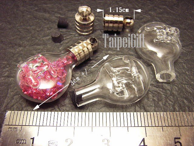 1 Gemini Mini Bottle Vial Charm Pendant DIY NAME ON RICE bead Message Crystal Liquid sand Flake