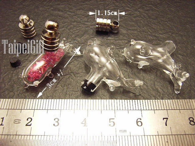 1 Dolphin(B) Mini Bottle Vial Charm Pendant DIY Personalized NAME ON RICE bead Message Crystal