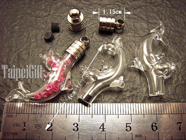 1 Dolphin(A) Mini Bottle Vial Charm Pendant DIY Personalized NAME ON RICE bead Message Crystal