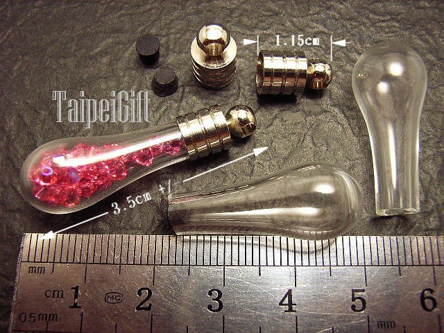 1 Teardrop Mini Bottle Vial Charm Pendant DIY Personalized NAME ON RICE bead Message Crystal