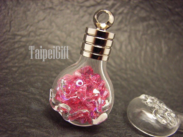 Swarovski Crystal Rose AB in Aquarius Astrology Bottle Vial Charm Pendant