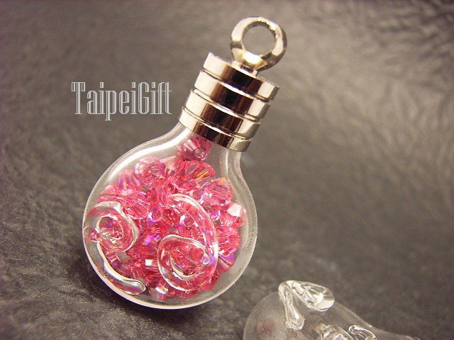 Swarovski Crystal Rose AB in Cancer Astrology Bottle Vial Charm Pendant