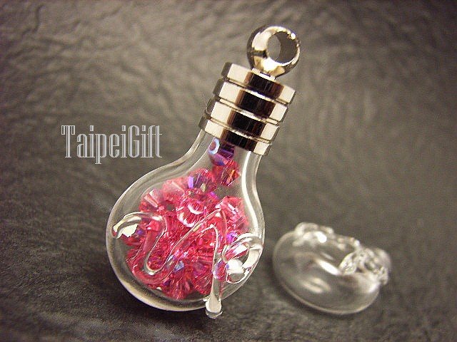Swarovski Crystal Rose AB in Capricornus Astrology Bottle Vial Charm Pendant