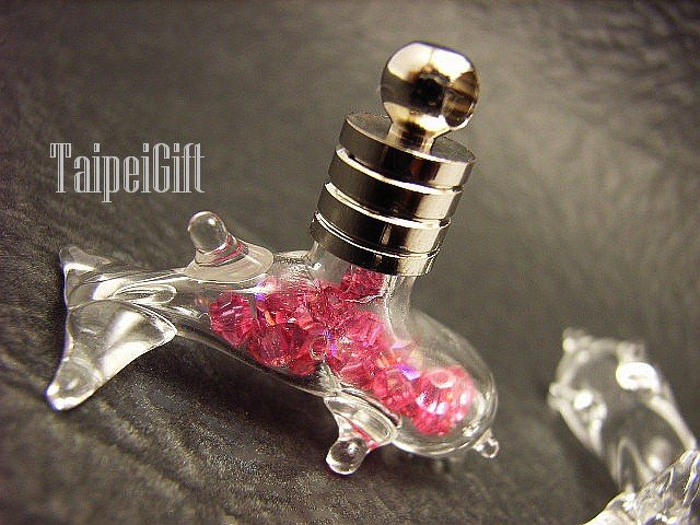 Swarovski Crystal Rose AB in Dolphin(B) Mini Bottle Vial Charm Pendant