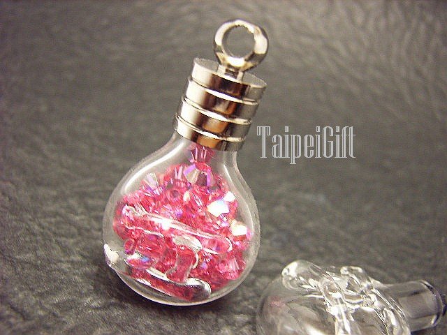 Swarovski Crystal Rose AB in Gemini Astrology Bottle Vial Charm Pendant