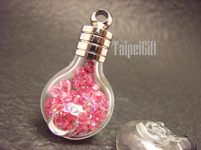 Swarovski Crystal Rose AB in Taurus Astrology Bottle Vial Charm Pendant