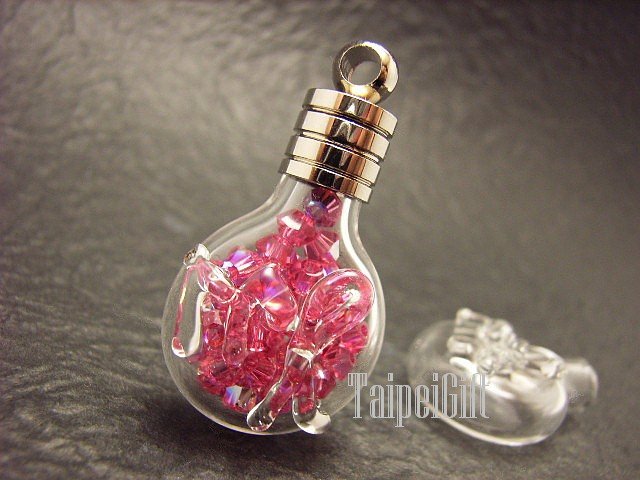 Swarovski Crystal Rose AB in Virgo Astrology Mini Bottle Vial Charm Pendant