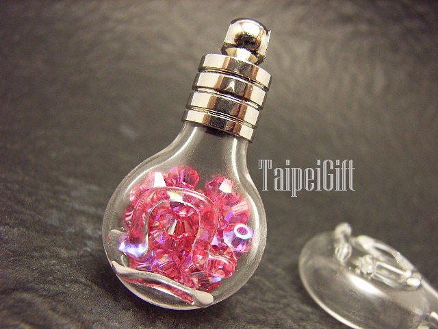Swarovski Crystal Rose AB in Libra Astrology Bottle Vial Charm Pendant