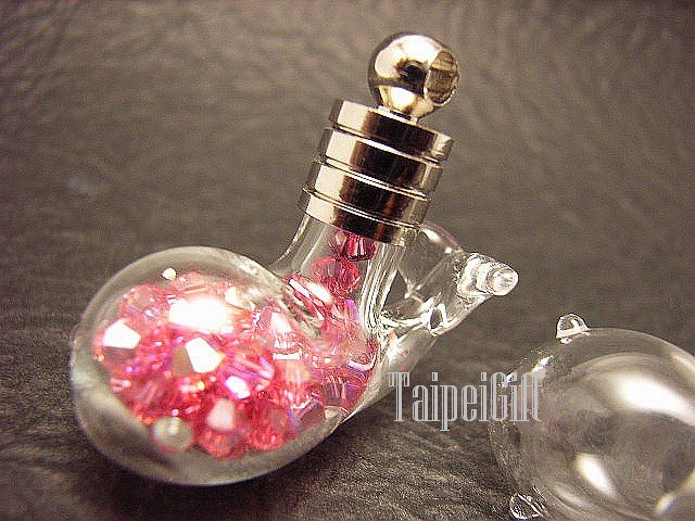 Swarovski Crystal Rose AB in Whale Mini Bottle Vial Charm Pendant
