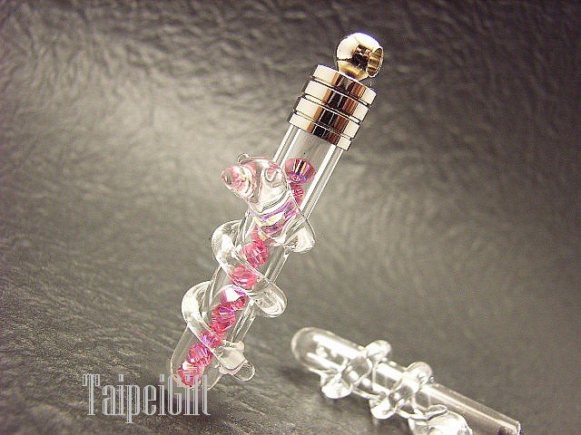 Swarovski Crystal Rose AB in Snake Mini Bottle Vial Charm Pendant