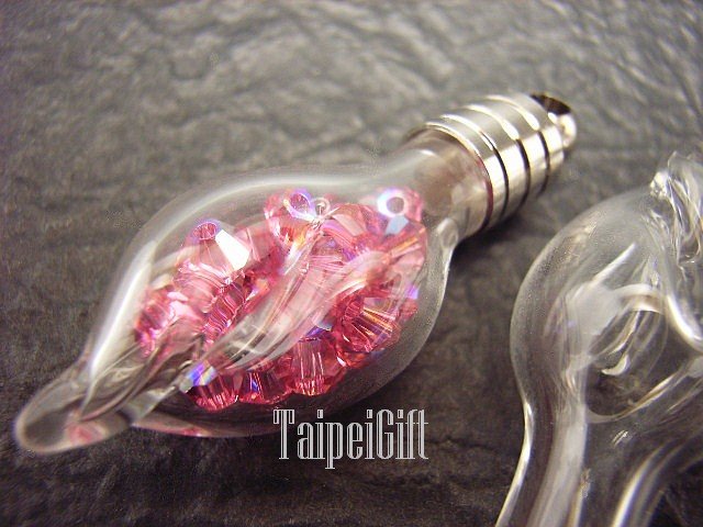 Swarovski Crystal Rose AB in Shell Mini Bottle Vial Charm Pendant