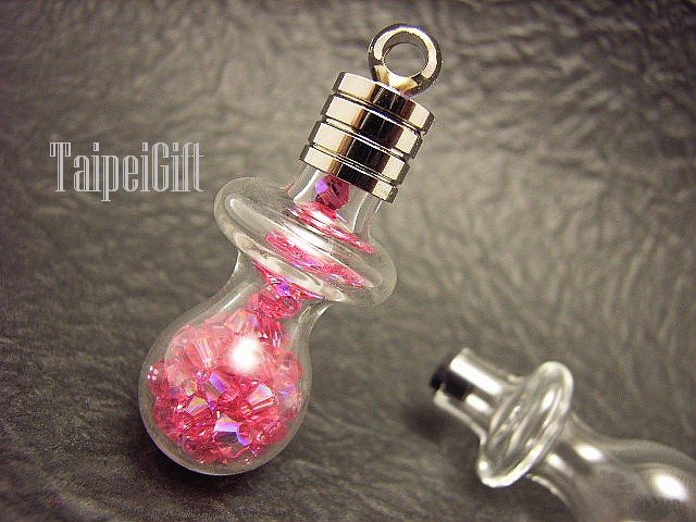 Swarovski Crystal Rose AB in Baby Pacifier Mini Bottle Vial Charm Pendant
