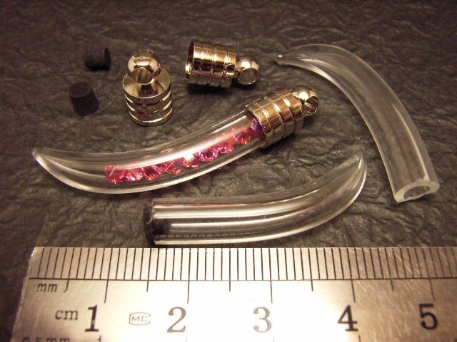Swarovski Crystal Rose AB in Fang Tooth Ivory Mini Bottle Vial Charm Pendant