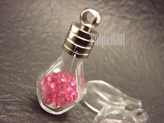 Swarovski Crystal Rose AB in Pentagon Glass Mini Bottle Vial Charm Pendant