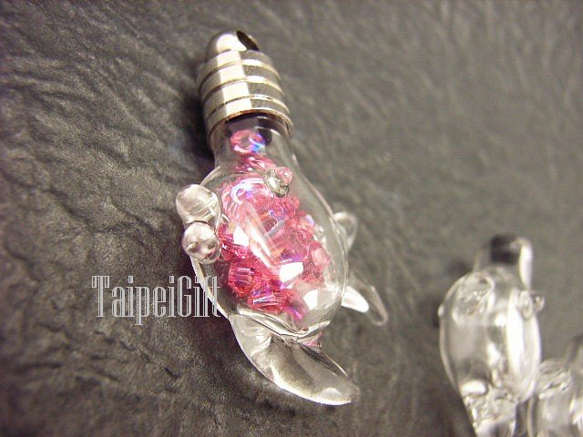 Swarovski Crystal Rose AB in Angelfish Glass Mini Bottle Vial Charm Pendant