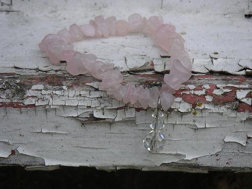 Rose Quartz Bracelet with Vintage Crystal Charm