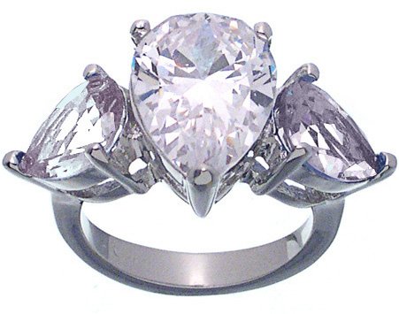 Rhodium Plated Sterling Silver Jessica Simpson CZ Wedding Ring (any size)