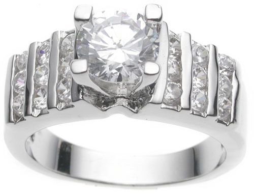 Rhodium Plated Solitaire Wedding Ring (any size)