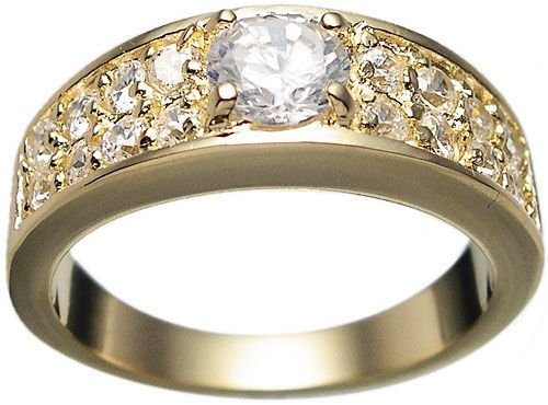 18K Yellow Gold Plated CZ Wedding Ring (any size)