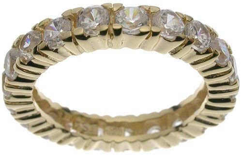 18K Yellow Gold Plated Sterling Silver Eternity CZ Jessica Simpson Band (any size)