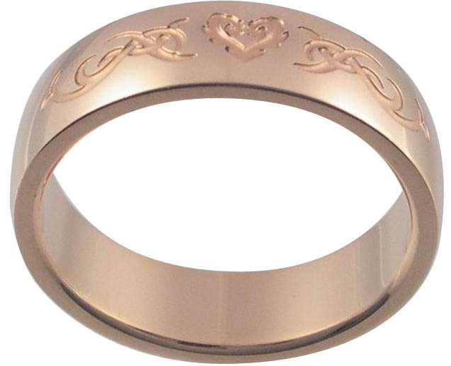 Celtic Flaming Heart 18K Rose Gold Plated Stainless Steel Ring (any size)