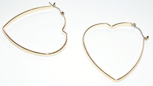 14K Gold Bonded Heart Hoop Earring
