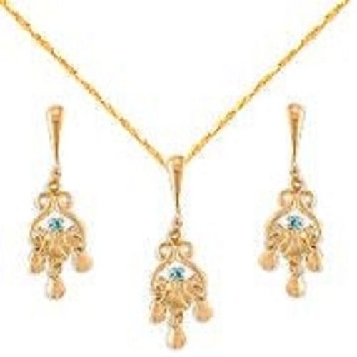 Solid 18K Gold Laminated Copper Drippy Necklace Earrings Set