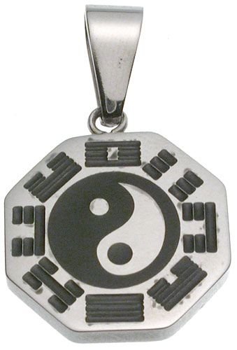 316L Stainless Steel pendant with black the Eight Diagrams Good Luck Charm