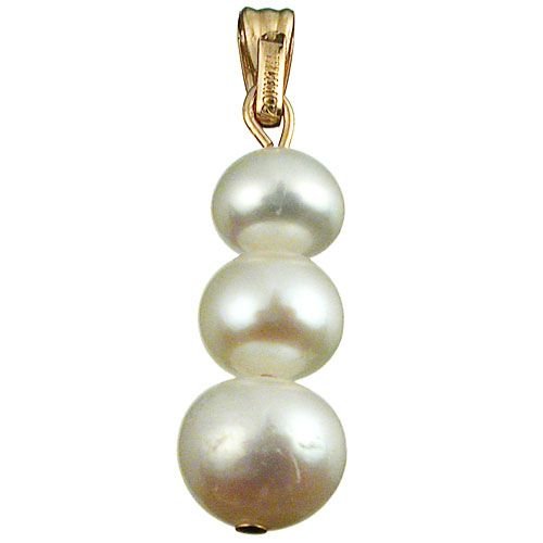 Triple White Genuine Pearl Pendant