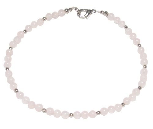 Genuine Rose Quartz and Silver Anklet