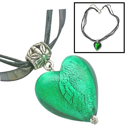 Handmade Necklace with Murano Glass Heart Pendant ZZ