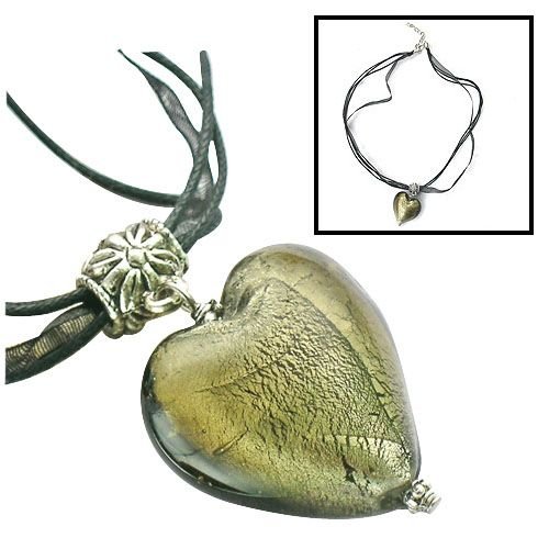Handmade Necklace with Murano Glass Heart Pendant ZZ
