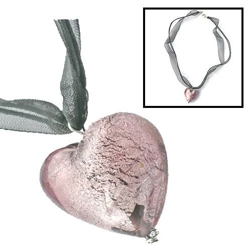 Handmade Necklace with Murano Glass Heart Pendant ZZ