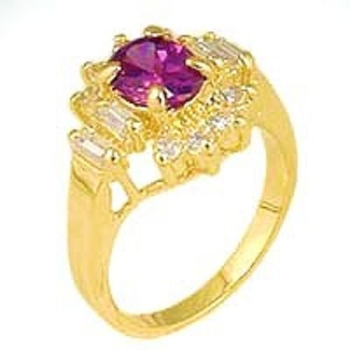 18k Yellow Gold 1 ct Amethyst CZ Ring w/ CZ Cluster (any size)