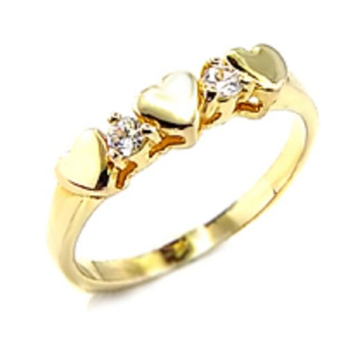 Yellow Gold Plated 2 Heart Diamond CZ Ring (any size)