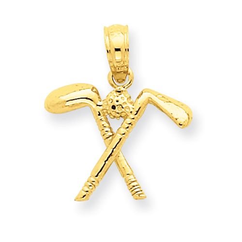 14K GOLD CROSSED GOLF CLUBS WITH BALL PENDANT OR CHARM