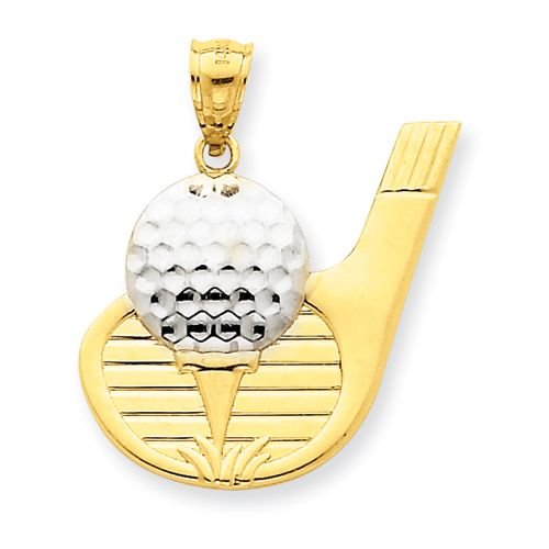 14K GOLD GOLF BALL AND CLUB PENDANT OR CHARM