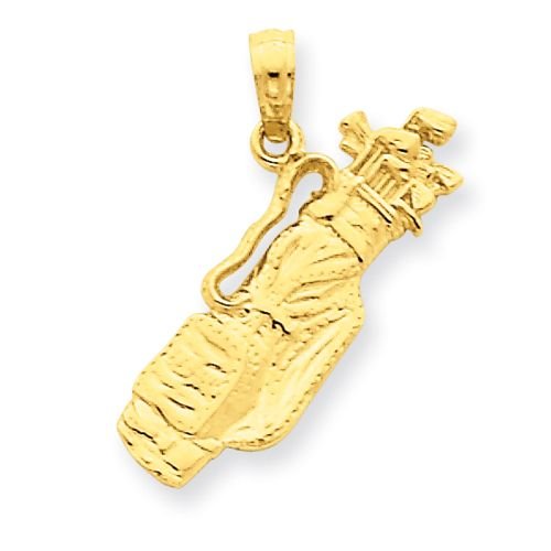 14K Gold Golf Bag with Clubs Charm or Pendant