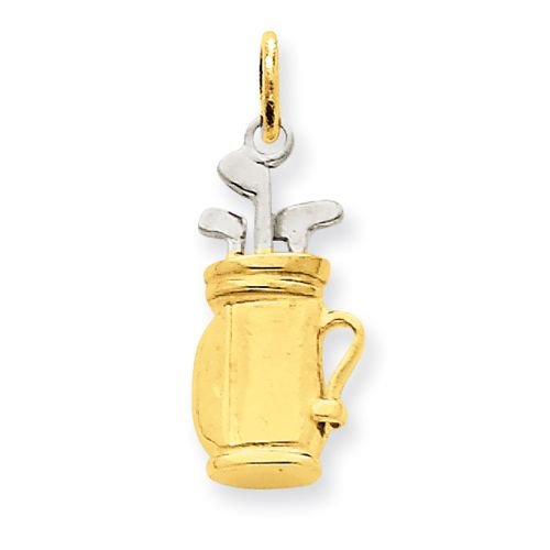 14K Gold Golf Bag with Clubs Charm or Pendant