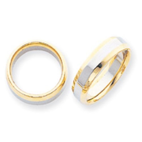 14K Gold Two Tone Domed Wedding Band