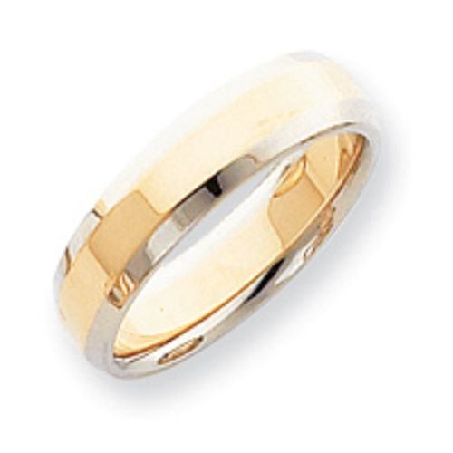 14K Gold Two Tone Domed Wedding Band