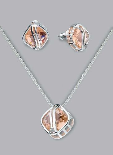 Silver Laminated Topaz Bridge Necklace Set
