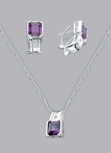 Silver Laminated Purple Clip Necklace Set